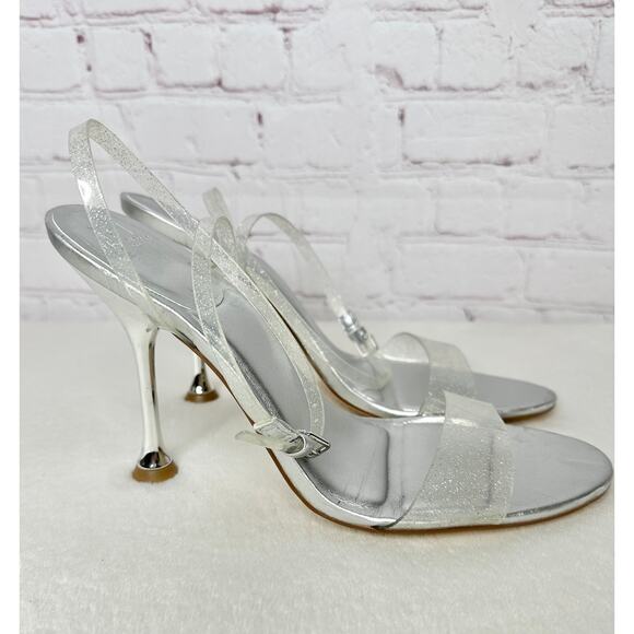Marc Fisher Calisty Silver Heels Womens Shoes 10M Clear - Picture 3 of 9